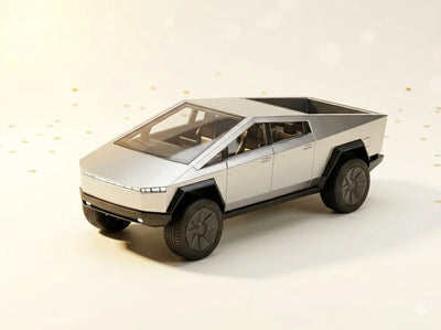 Model of a futuristic Cyber Truck on a white background