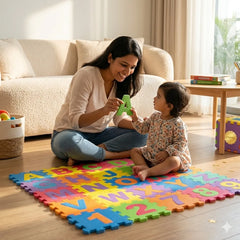 Alphabet Puzzle Mat close-up showing EVA foam letter tiles