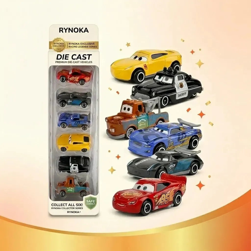 Die Cast Toy Cars Set 6-piece cartoon racing collection for kids – Rynoka