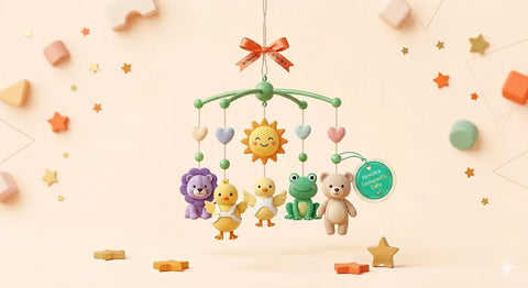 Baby Crib Mobile Toy product packaging and full set overview