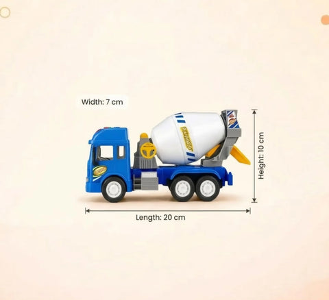Toy Cement Mixer Truck side view showing rotating drum mechanism