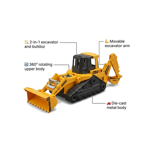 Construction Bulldozer Toy – 2-in-1 Excavator Truck for Kids