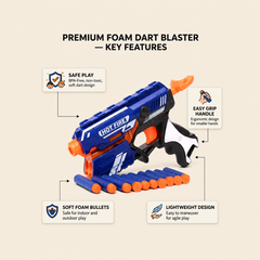 Foam Dart Blaster Toy close-up showing soft foam bullet and loading mechanism