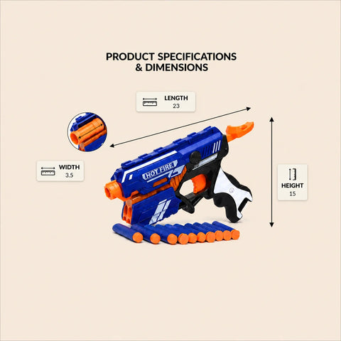 Foam Dart Blaster Toy side view showing full blaster body design