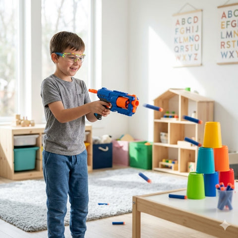 Foam Dart Blaster Toy product packaging and dart set overview for kids