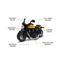 Die-Cast Toy Bike with Pull Back Action – Metal Mini Motorcycle for Kids