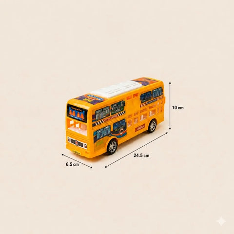 Double Decker Bus Toy side profile showing full red bus body