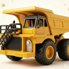 Dump Truck Toy with raised dump bed showing load capacity for kids