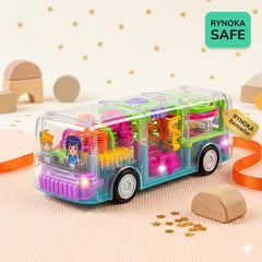 Transparent Gear Bus Toy with lights and moving gears for kids – Rynoka