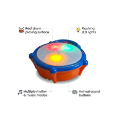Kids Musical Drum Toy with LED Lights & Sound Effects