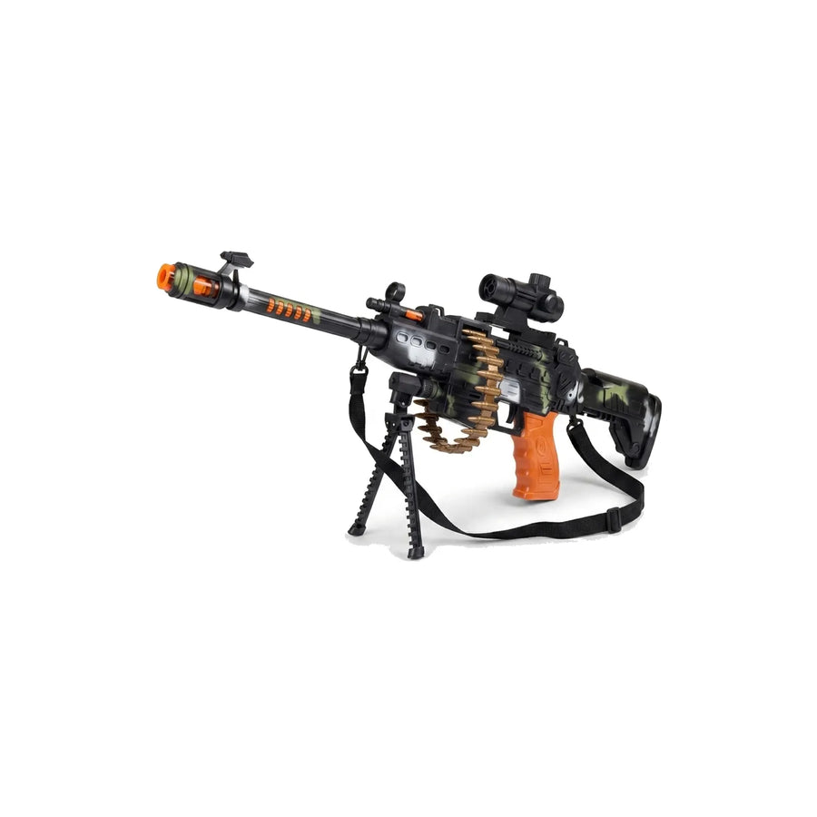 Military Style Electric Toy Machine Gun with Light, Sound & Moving Barrel – 61cm