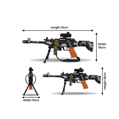 Military Style Electric Toy Machine Gun with Light, Sound & Moving Barrel – 61cm