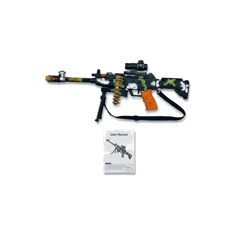 Military Style Electric Toy Machine Gun with Light, Sound & Moving Barrel – 61cm