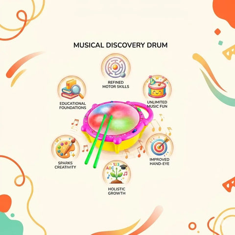 Kids Musical Drum Toy being played by a child with drumsticks