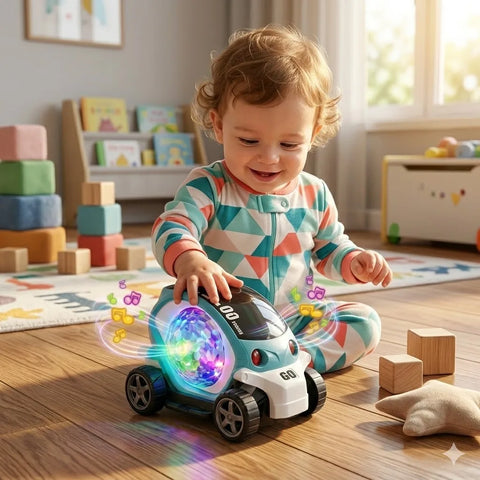 Musical Toy Car product packaging and feature overview for toddlers