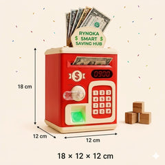 Kids Smart Piggy Bank close-up showing password keypad and LCD screen