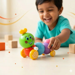 Caterpillar Pull Back Toy product packaging and size details