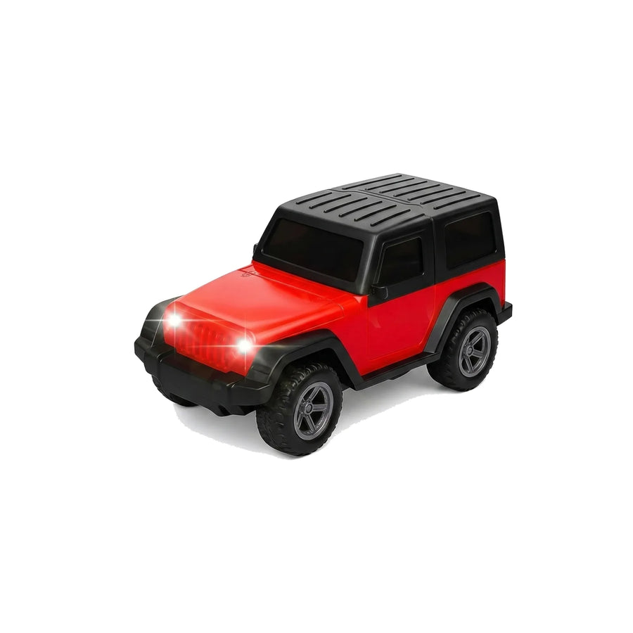 RC Off-Road Jeep Toy Car with LED Headlights & Music – USB Rechargeable 5-Function Remote Control Car for Kids