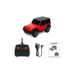 RC Off-Road Jeep Toy Car with LED Headlights & Music – USB Rechargeable 5-Function Remote Control Car for Kids