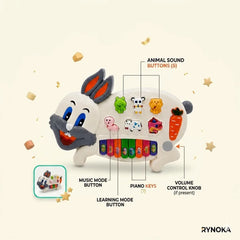 Kids Musical Rabbit Toy close-up showing piano keys and rabbit design