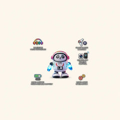 Robot Panda Toy close-up showing musical features and LED lights