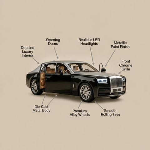 Die-Cast Luxury Car Toy close-up showing openable door feature
