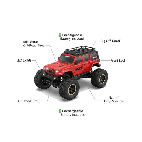 Monster Truck RC Car with Mist Spray, LED Lights & Big Off-Road Tires (20.5 cm)