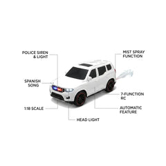 Scorpion Spray Mist RC SUV Car with LED Police Lights & Music – 1:18 Scale Remote Control Toy Car for Kids