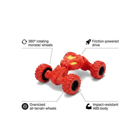 Stunt Racer Toy Car with 360° Rotating Monster Wheels for Kids