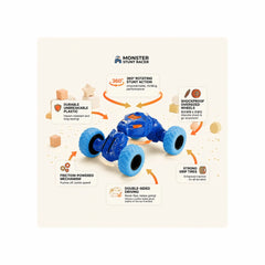 Stunt Racer Toy Car side view showing monster wheel and body design