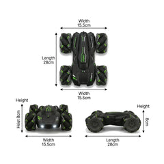 Twisting Stunt RC Car with Gesture Control, LED Lights & Mecanum Wheels – Rechargeable 4WD Toy Car