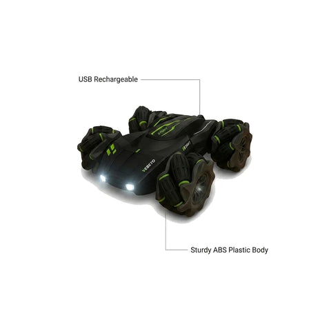 Twisting Stunt RC Car with Gesture Control, LED Lights & Mecanum Wheels – Rechargeable 4WD Toy Car