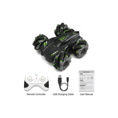 Twisting Stunt RC Car with Gesture Control, LED Lights & Mecanum Wheels – Rechargeable 4WD Toy Car