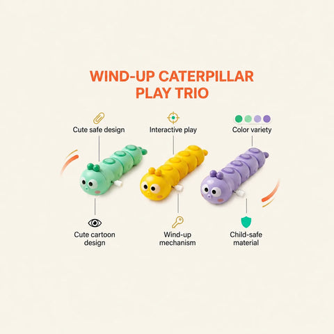 Wind-Up Caterpillar Toy close-up showing flexible segmented joints