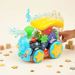 Musical Train Toy with flashing lights and moving gears for toddlers – Rynoka