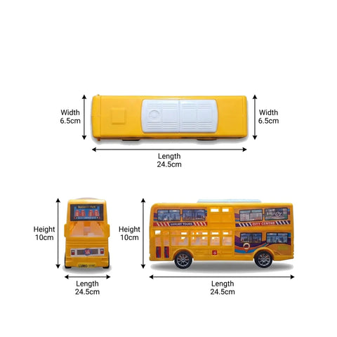 Double Decker Bus Toy – Pull Back City Tour Bus for Kids