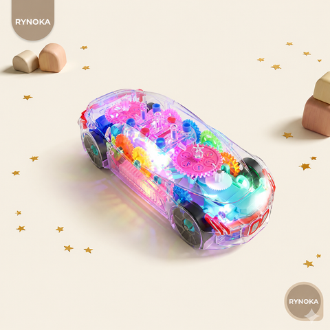 Transparent Gear Car Toy with LED lights and music for toddlers – Rynoka