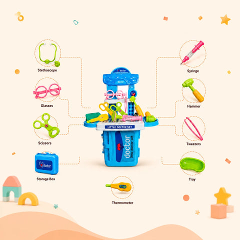 Kids Doctor Play Set medical cart with accessories for children