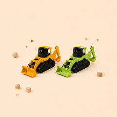 Construction Bulldozer Toy top view showing 2-in-1 bulldozer and excavator design