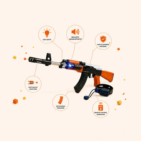 Kids Toy Rifle Set product packaging and full accessories