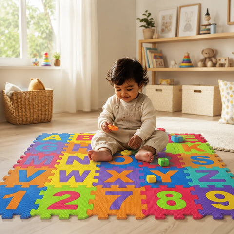 Alphabet Puzzle Mat laid out showing full A to Z learning floor mat