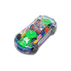 Transparent Gear Car Toy with LED Lights & Music for Toddlers