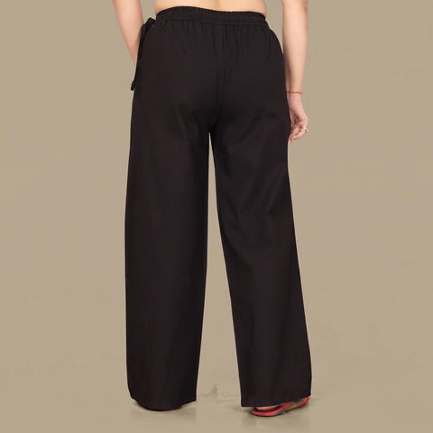 Elasticated Cotton Wide-Leg Palazzo Pants for Women