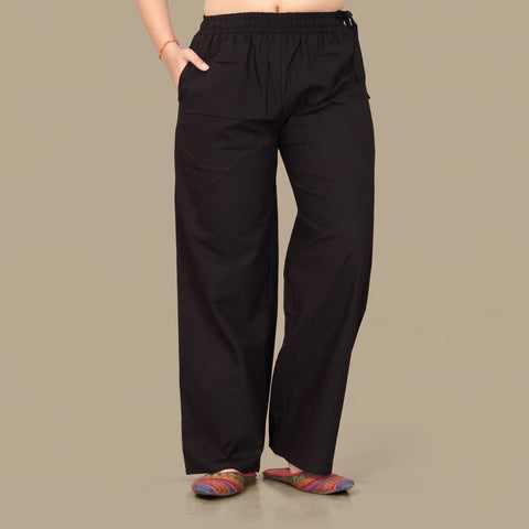 Elasticated Cotton Wide-Leg Palazzo Pants for Women