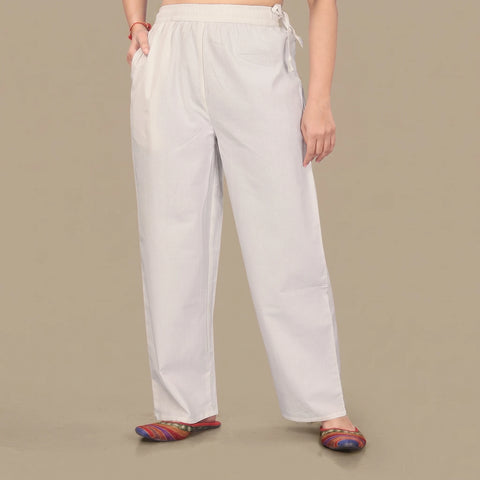 Elasticated Cotton Wide-Leg Palazzo Pants for Women