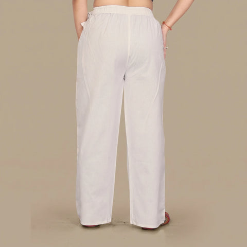 Elasticated Cotton Wide-Leg Palazzo Pants for Women