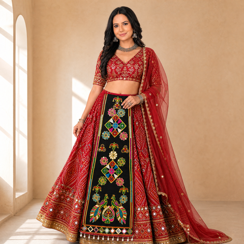 Mor Kali Hand Embroidered Kamarbandh Waist Panel for Chaniya Choli