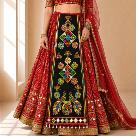 Mor Kali Hand Embroidered Kamarbandh Waist Panel for Chaniya Choli
