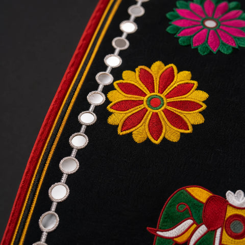 Black | Rynoka Hathi Kali kamarbandh for girls in – embroidery detail