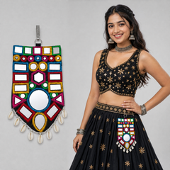 Kaudi Bharat Hand Embroidered Mirror Pouch for Lehenga & Chaniya Choli